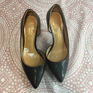 Jessica Simpson Heels.Very Comfortable.But I prefer taller heels.Only Worn once